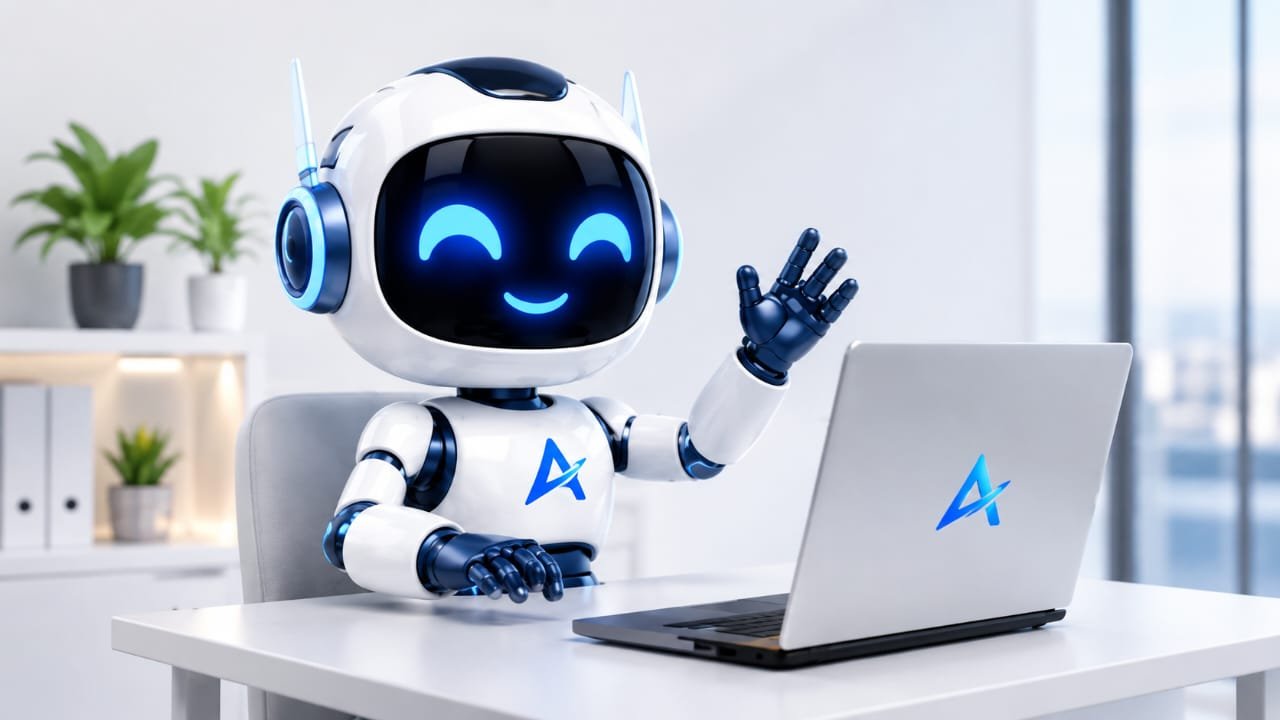Atlas, el robot asistente, trabajando en un laptop